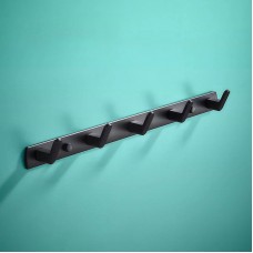 GIPTO Metal Hook for Hanging Coat Clothes Hats Bags with 5 Hooks, Space Aluminum Black Towel Rack for Kitchen Entryway Bathroom Bedroom